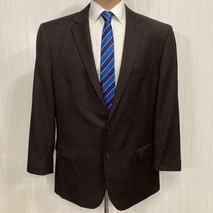 PRONTO UOMO Sport Coat Mens 48 Solid Dark Brown Wool Blazer 2 Button Jacket 48L